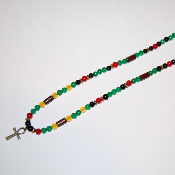 Ankh Cross Necklace,Multicolor Stones Necklace,Key of the Nile,Key of Life - Picture 3 of 3